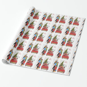 Rockabilly-Weihnachten im Vintage-Stil Geschenkpapier