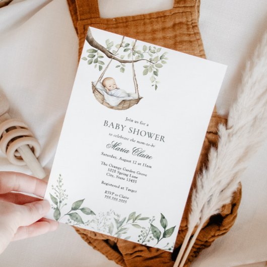 Rockabye Baby Greenery Kinderdusche Einladung