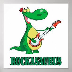 Rockasaurus Rock'n'Roll dino dinosaur.ai Poster