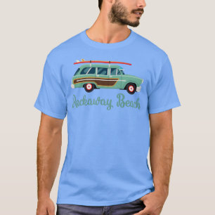 Rockaway Beach New York Retro Surf Wagon T-Shirt