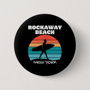 Rockaway Beach New York Surfen Vintage Sonnenunter Button