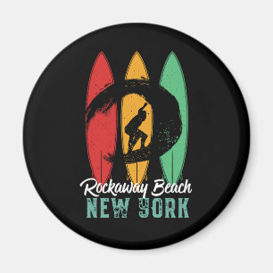 Rockaway Beach New York Vintag Retro Surfing Magnet