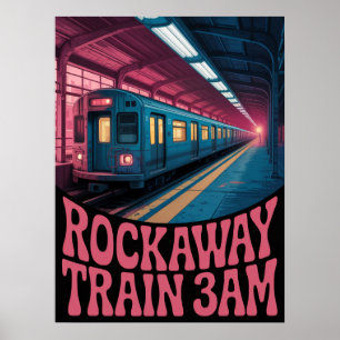 Rockaway-U-Bahnsteig-Nachtszene Poster
