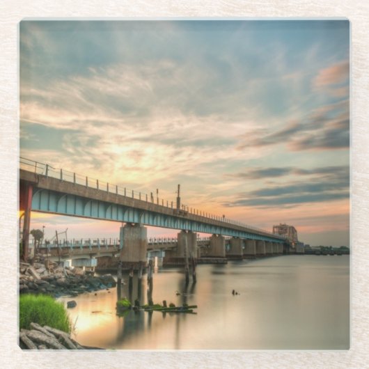 Rockaway Zug-Brücke Glasuntersetzer (Vorderseite)