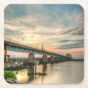 Rockaway Zug-Brücke Rechteckiger Pappuntersetzer