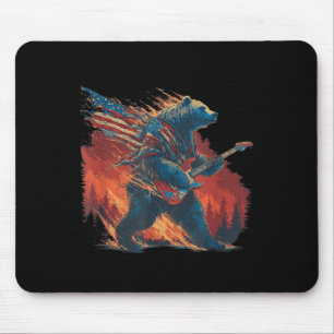Rockbär mit E-Gitarre und brennender Fore Mousepad