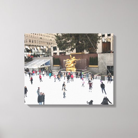 Rockefeller Center Ice Skaten Rink Christmas NYC Leinwanddruck (Vorderseite)