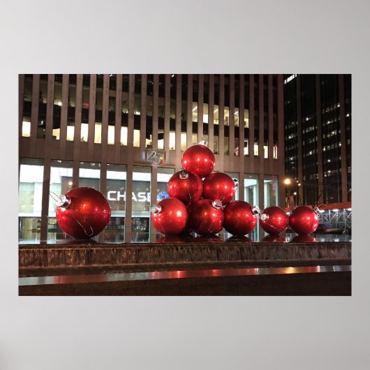 Rockefeller Center New York NY Red Christmas Balls Poster (Vorne)