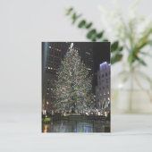 Rockefeller Center NYC Weihnachtsbaum Reflektion Feiertagspostkarte (Stehend Vorderseite)