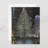 Rockefeller Center NYC Weihnachtsbaum Reflektion Feiertagspostkarte (Vorne/Hinten)