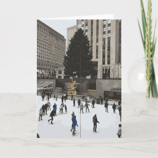 Rockefeller Christmas Tree Skaten Rink New York Karte (Vorderseite)