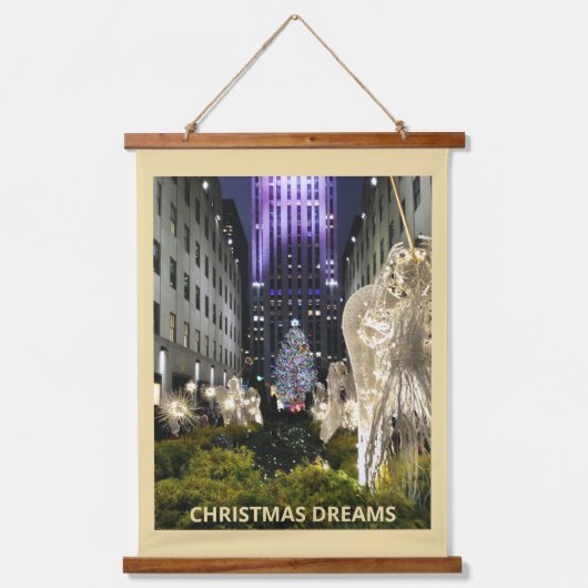 Rockefeller Plaza Christmas NYC Wandteppich Mit Holzrahmen (Vorderseite)