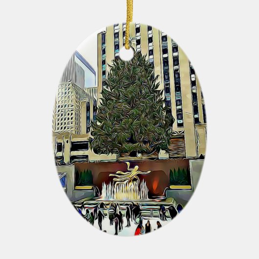 Rockefellermittelweihnachtsbaum-Verzierung Keramik Ornament (Vorne)