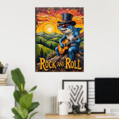 Rocken der Hügel, Sonnenuntergang Poster (Heimbüro)