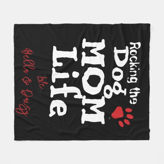 Rocken der Hunde Mama Life DOG NAME Paw Print Fleecedecke (Vorderseite (Horizontal))