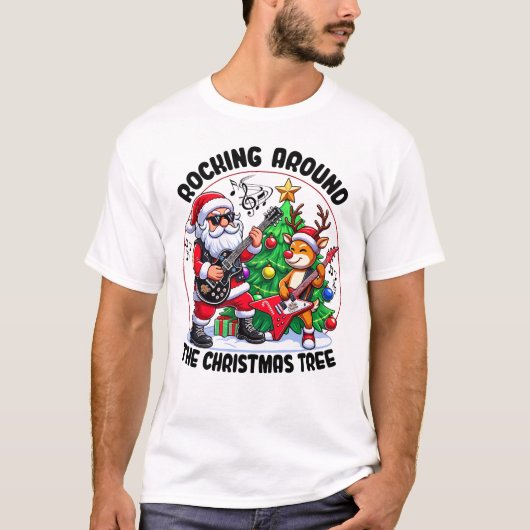 Rocken um den Weihnachtsbaum T-Shirt (Vorderseite)