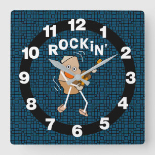 Rockende Gitarre Quadratische Wanduhr