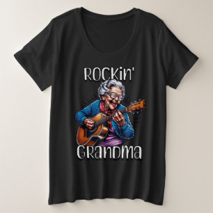 Rockende Oma Lustiger Comic Große Größe T-Shirt