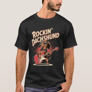 Rockender Dachshund Wurst spielt Gitarre Musiklieb T-Shirt