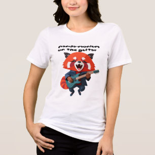 Rockender Roter Panda Gitarre Cartoon Tri-Blend Shirt