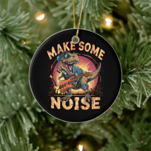 Rockender T-Rex Dinosaur Konzert Kunst Keramik Ornament