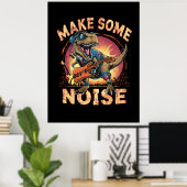 Rockender T-Rex Dinosaur Konzert Kunst Poster (Heimbüro)