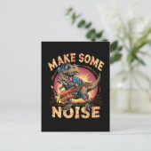 Rockender T-Rex Dinosaur Konzert Kunst Postkarte (Stehend Vorderseite)