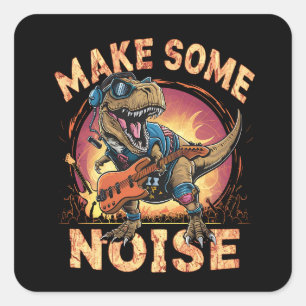 Rockender T-Rex Dinosaurien Konzert Kunst Quadratischer Aufkleber