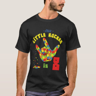 Rocker Achtjährig Geborenes Geburtsrätsel Autismus T-Shirt