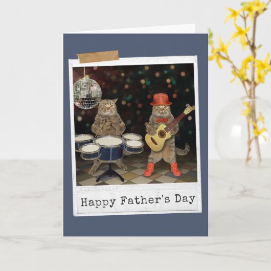 Rocker Cats Happy Father's Day Card Karte (Gelbe Blume)
