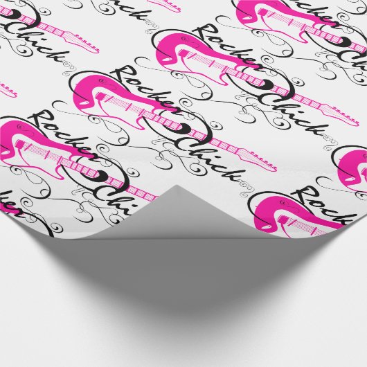 Rocker Chick Pink Gitarre Wrapping Paper Geschenkpapier (Ecke)