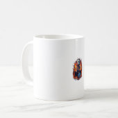 Rocker Drumming Bernedoodle Dog Drummer Kaffeetasse (Vorderseite Links)