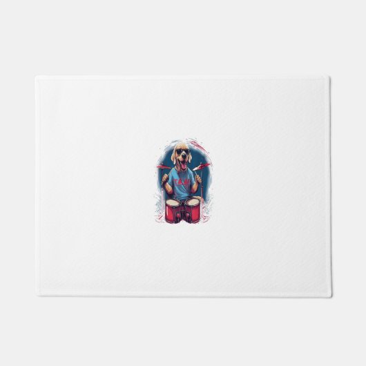 Rocker Drumming Labrador Retriever Dog Drummer Fußmatte (Vorderseite)