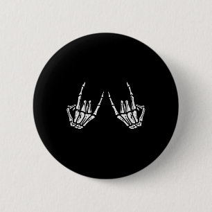 Rocker Hand Sign Rock Skelett Retro Halloween Männ Button