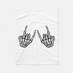 Rocker Hand Sign Rock Skelett Retro Halloween Männ Fleecedecke