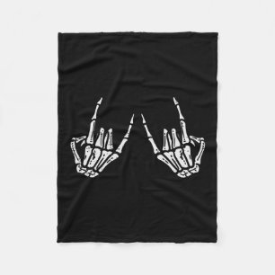 Rocker Hand Sign Rock Skelett Retro Halloween Männ Fleecedecke
