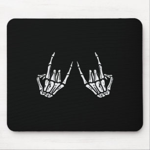 Rocker Hand Sign Rock Skelett Retro Halloween Männ Mousepad