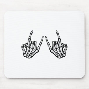 Rocker Hand Sign Rock Skelett Retro Halloween Männ Mousepad