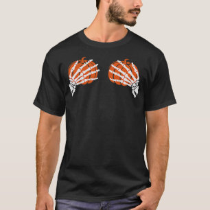 Rocker Hand Sign Rock Skelett Retro Halloween Männ T-Shirt