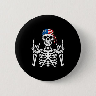 Rocker Hand Skelett Cool Halloween Punk Rock Men Button