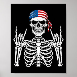 Rocker Hand Skelett Cool Halloween Punk Rock Men Poster