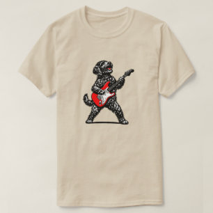 Rocker-Hund mit roter E-Gitarre jammend T-Shirt