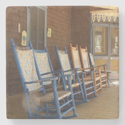 Rocker in einer Reihe - Martha's Vineyard Steinuntersetzer (Vorderseite)