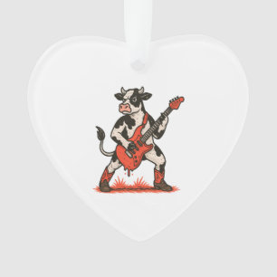 Rocker-Kuh PNG, Kuh spielt Gitarre Ornament