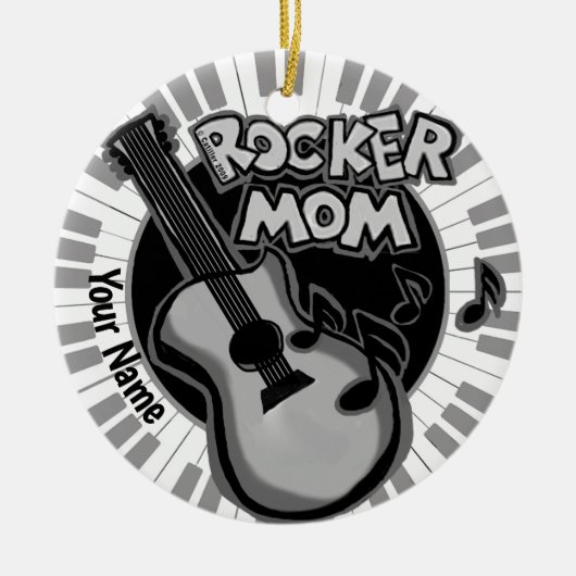 Rocker-Mama Keramik Ornament (Vorne)