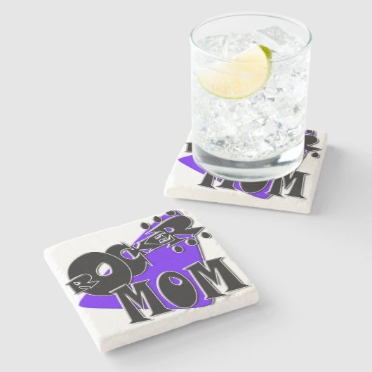 Rocker-MAMA! Steinuntersetzer (Seitenansicht)