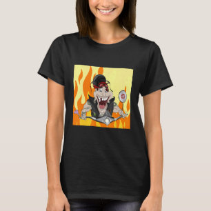 Rocker mit Feuer und Flammen Burnout T-Shirt