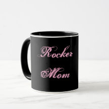 Rocker Mom-Kakao- und Kaffeetasse (Schwarz & Pink)