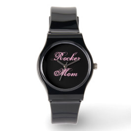 Rocker-Mutter-Armbanduhr (Schwarz & Pink) Armbanduhr