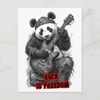 Rocker Panda sagt: Rock ist Freiheit auf einem Feiertagspostkarte